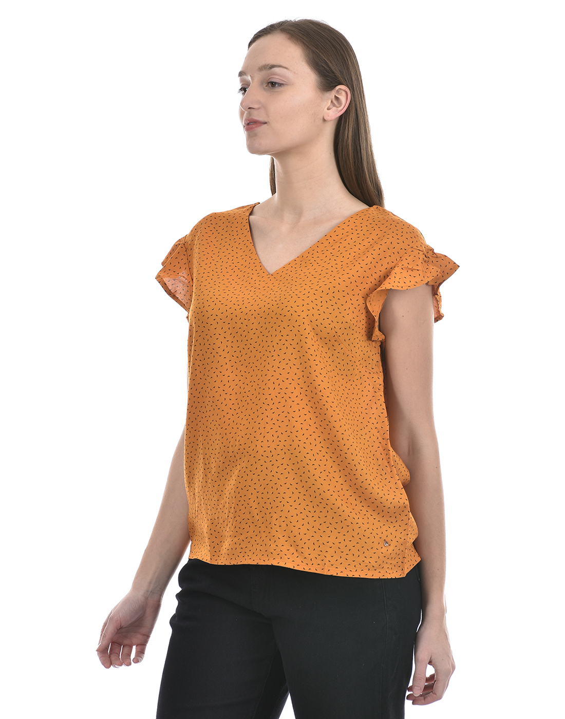 Numero Uno Women All Over Print Orange Top